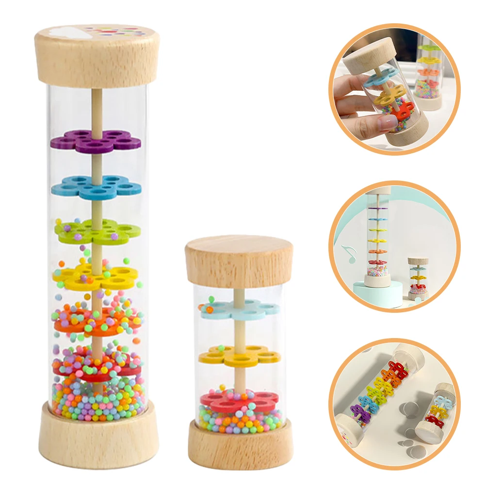 

2 Pcs Rainphone Instrument Toy Musical Kids Maker Wood Children Supply