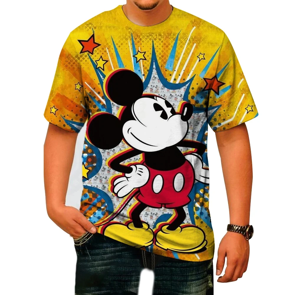 

Disney Mickey Mouse T-shirt Men Women Summer Cartoon Tops Tees Male Fashion Short Sleeve Clothing Casual Stylish Streetwear