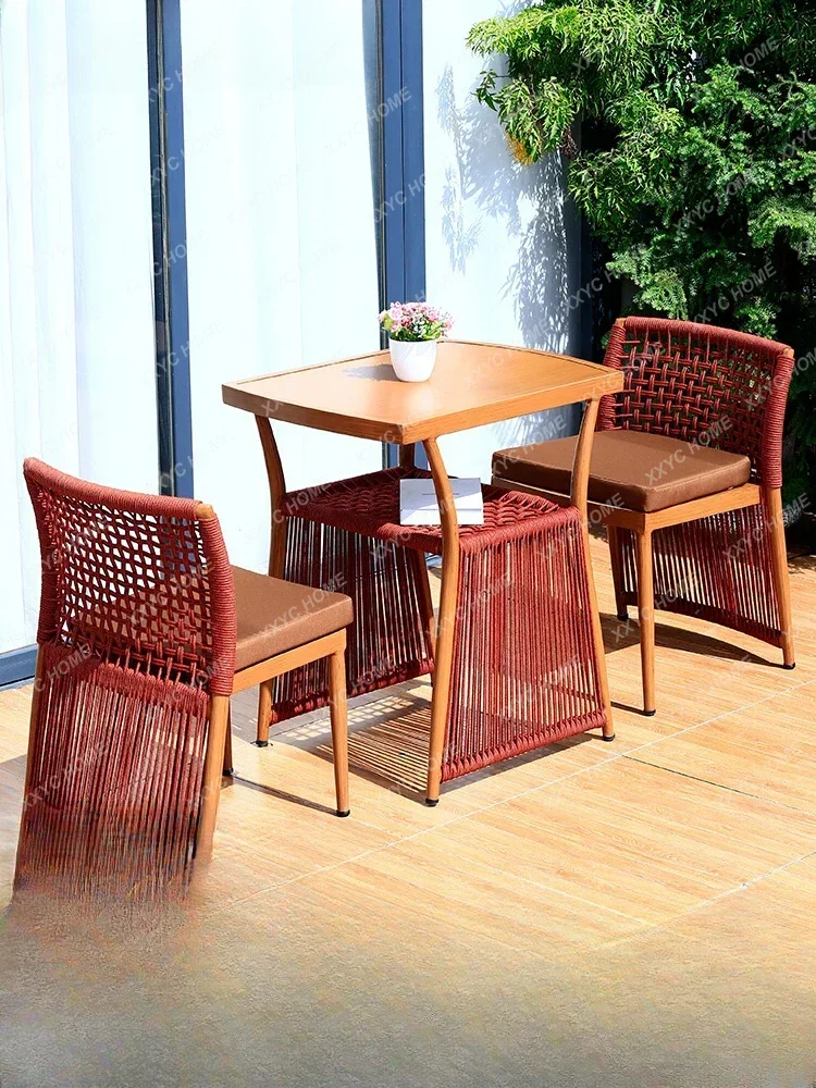 Three-Piece Leisure Rattan Chair Household Small Apartment a Table and Two Chairs Table-Chair Set