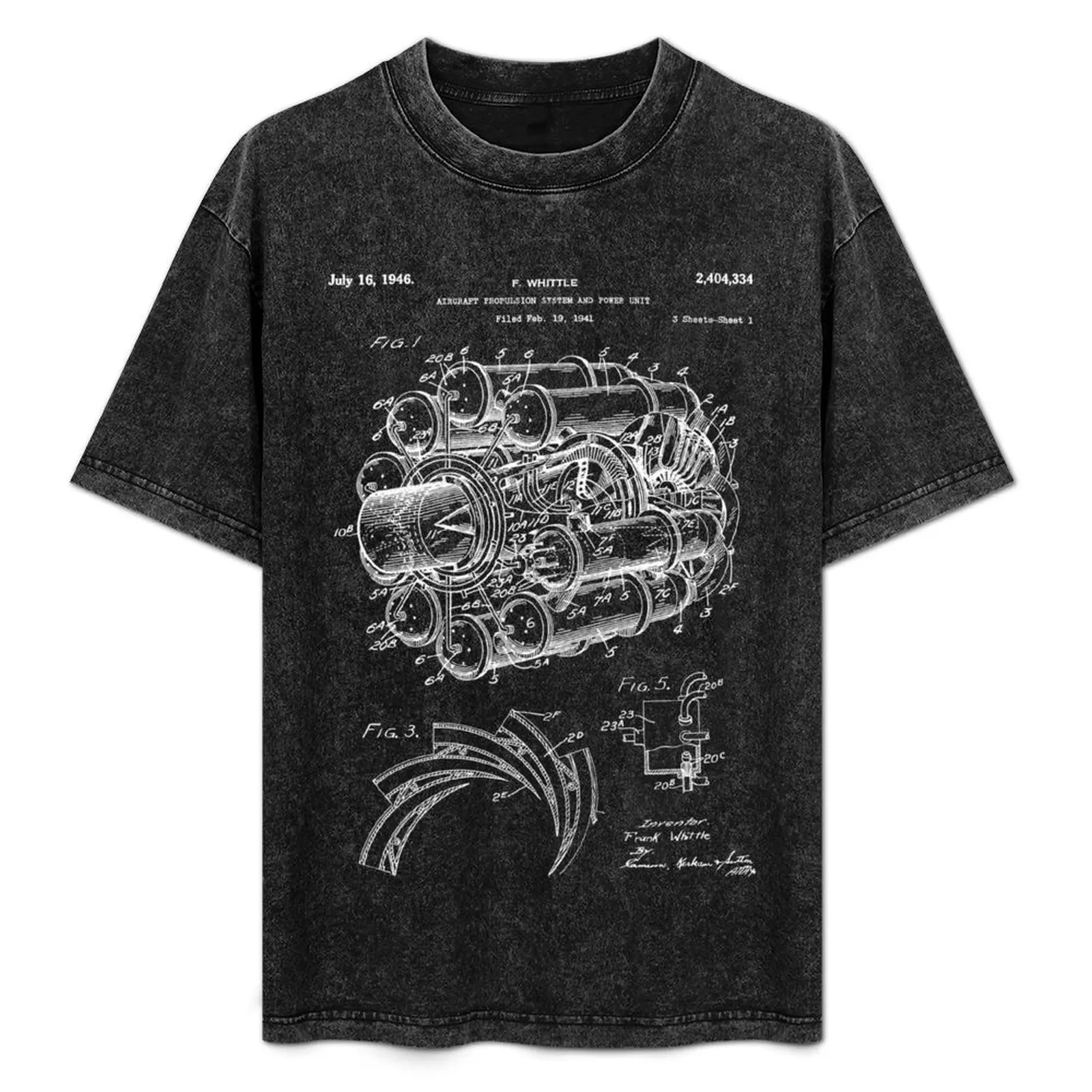 

Airplane Jet Engine Patent - Airline Engine Art - Blueprint T-Shirt Basic Solid Tee for Daily Use