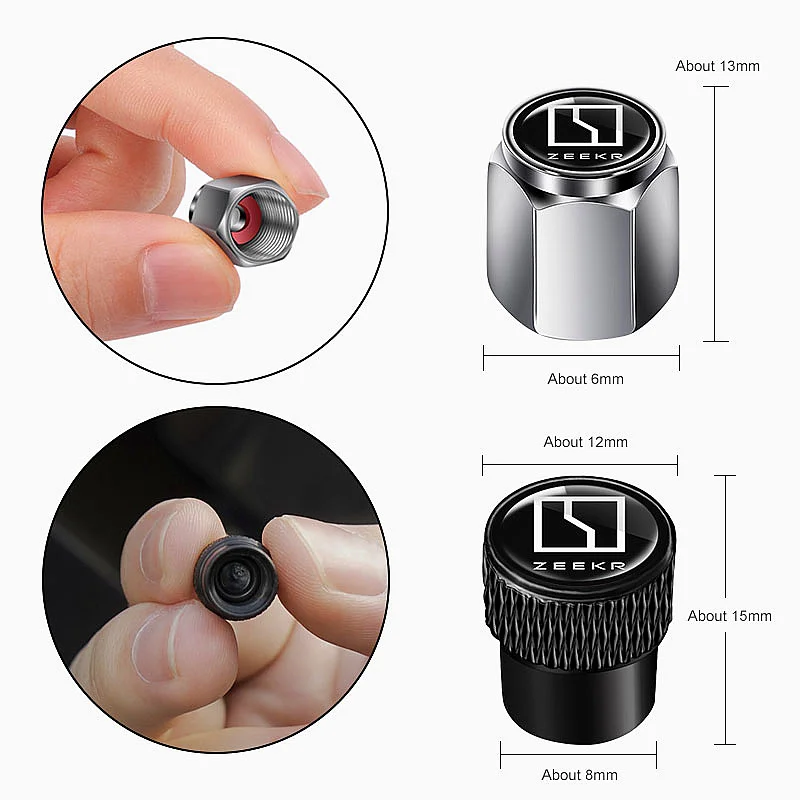 For ZEEKR 007GT 7X 9X Aluminum Alloy Dust‑Proof Leak‑Proof Tire Valve Stem Caps Wheel Exterior Trim Accessories