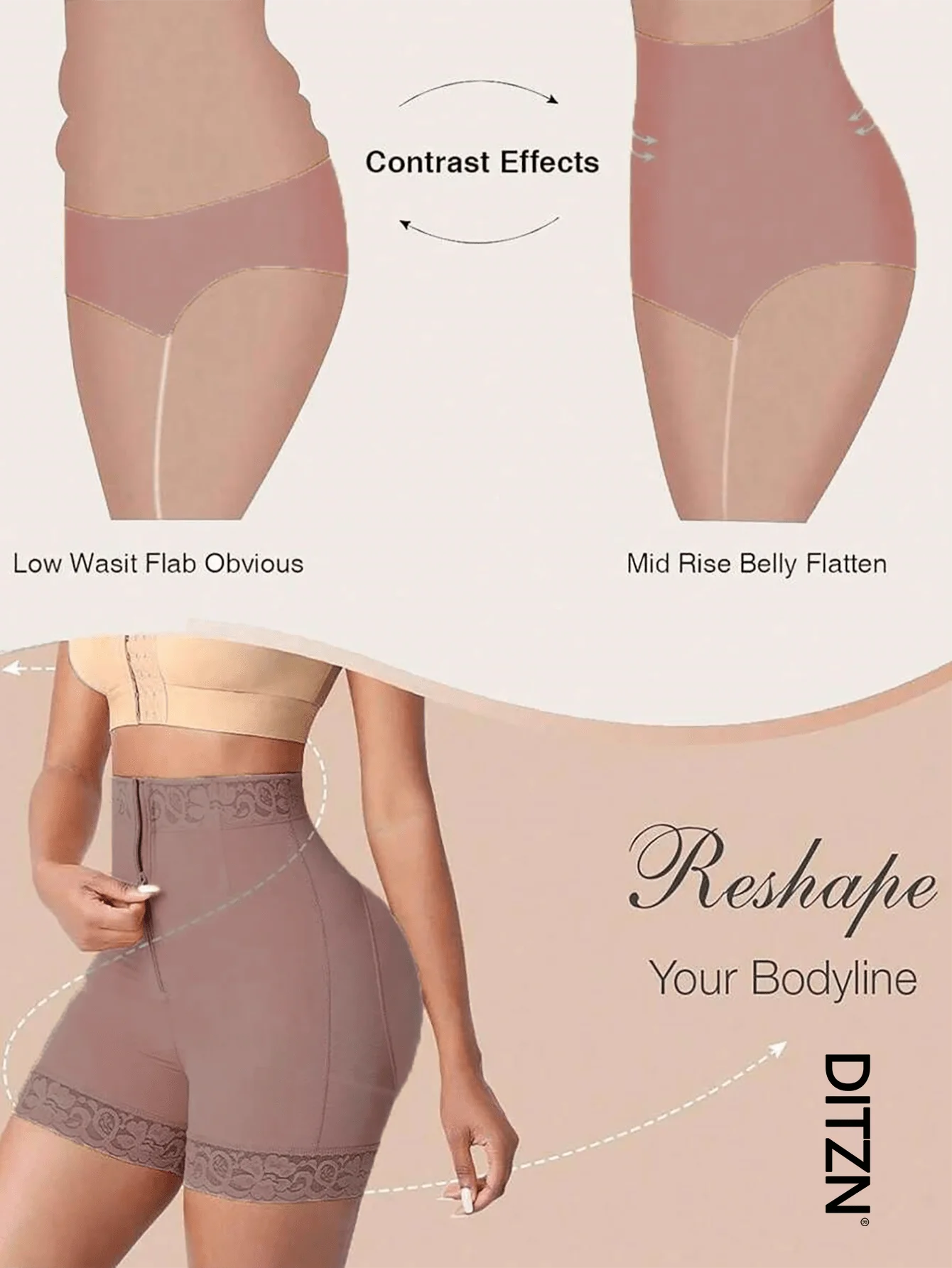 

Womens Zipper Slimming Shorts Tummy Control Butt Lifting Shapewear