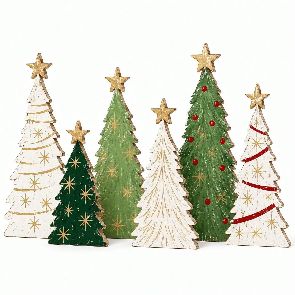 Rustic Wooden Christmas Tree Tabletop Decoration, Made Of Natural Wood, Winter Home Decoration, With Stars, Gold Decoration And Snow Patterns, Perfect For Christmas, Thanksgiving And New Year's Parties And Handicrafts.