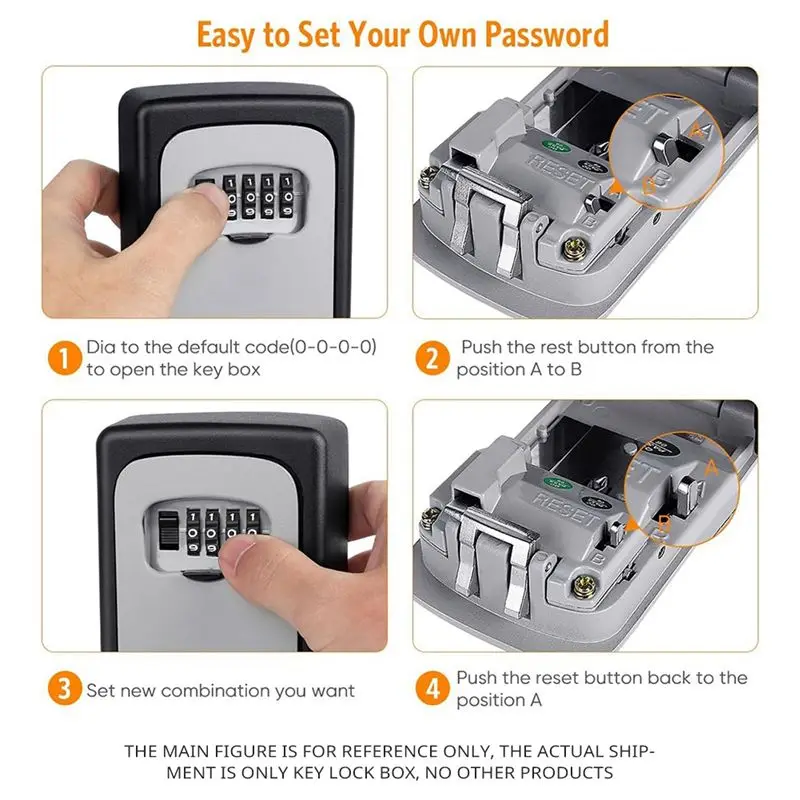 DT17 Key Lock Box Wall Mounted, 4 Digit Combination Lockbox for Outside, 5 Keys Capacity, Heavy Duty Zinc Alloy, for
