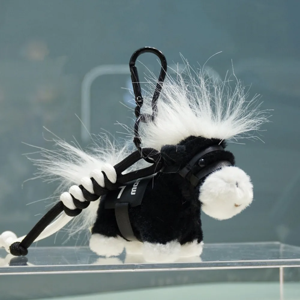 Adorable Creative Horse Keychain Fluffy Mascot Stuffed Animal Keyring New Year Funny Zodiac Pony Figurine Birthday Gift