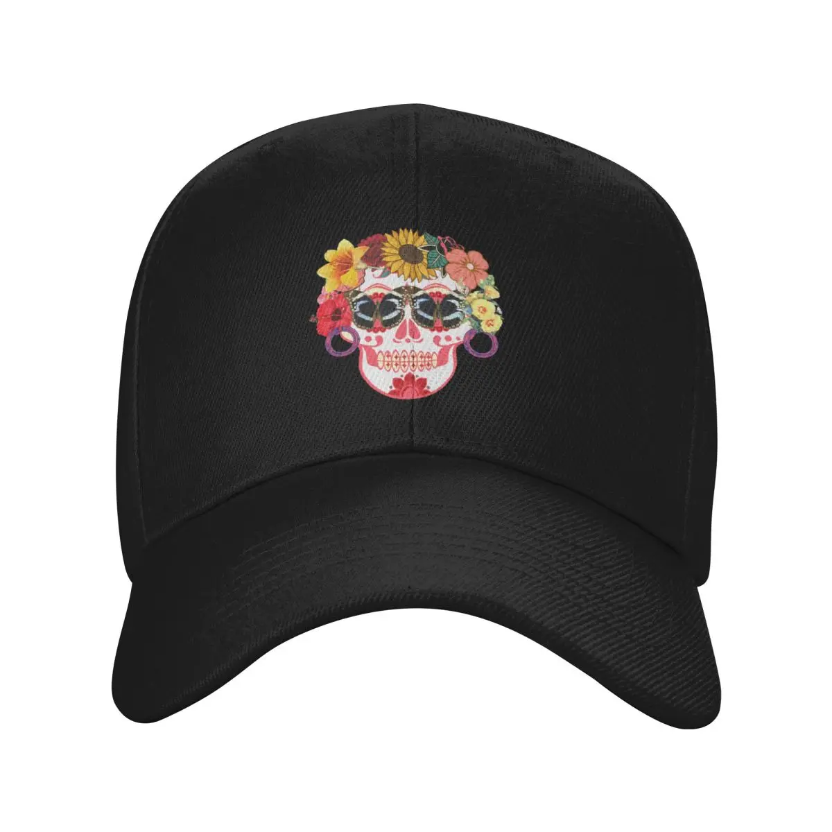 

Flowery sugarskull dia de las muertas Baseball Cap Winter hat Dropshipping Funny hats Streetwear Men Luxury Brand Women's