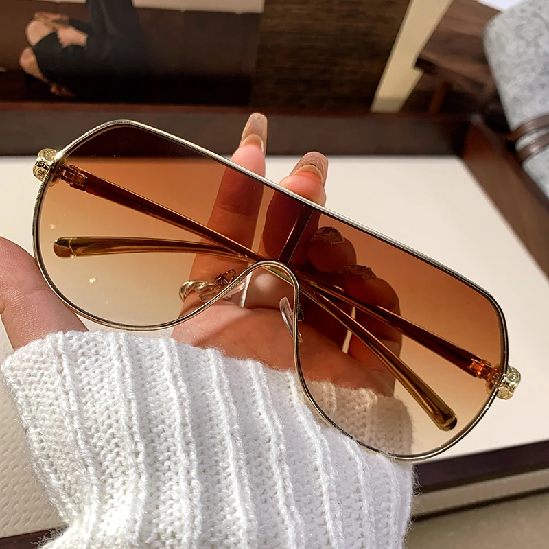 

2025 New One-piece Pilot Frame Sunglasses Metal Fashion Personality Leopard Sunglasses 98119