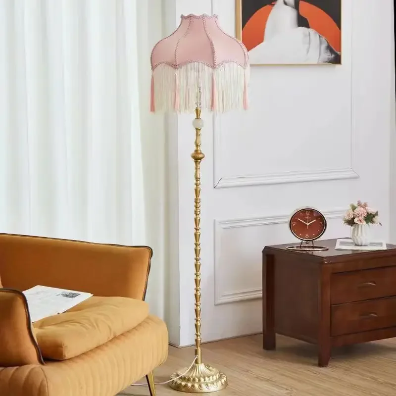 OUTELA European Floor Lamp American Retro French Tassel Living Room Bedroom  Villa Sofa Edge Originality Home Furnishings