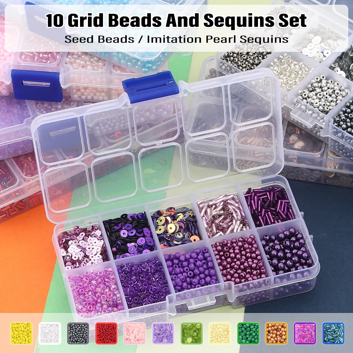 

Czech Crystal Glass Seed Beads Sequin Kit Charms Alphabet Beads Box for Jewelry Making DIY Bracelets Rings Earring Bag Shoes Set