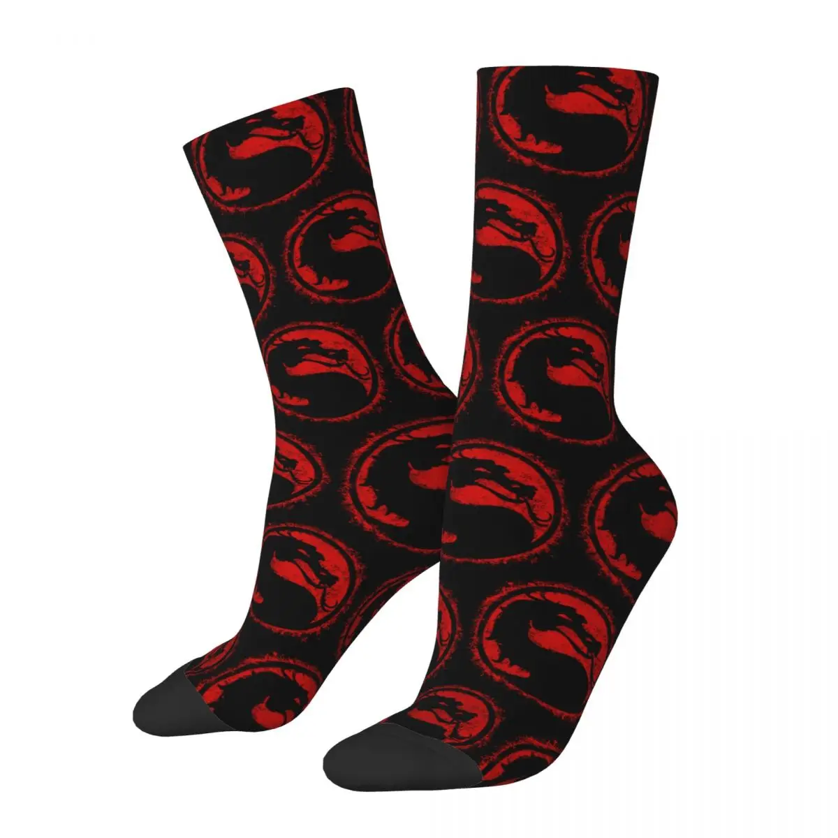 

Retro Mortal Kombat Splatters Basketball Socks Game Polyester Middle Tube Socks for Unisex Non-slip