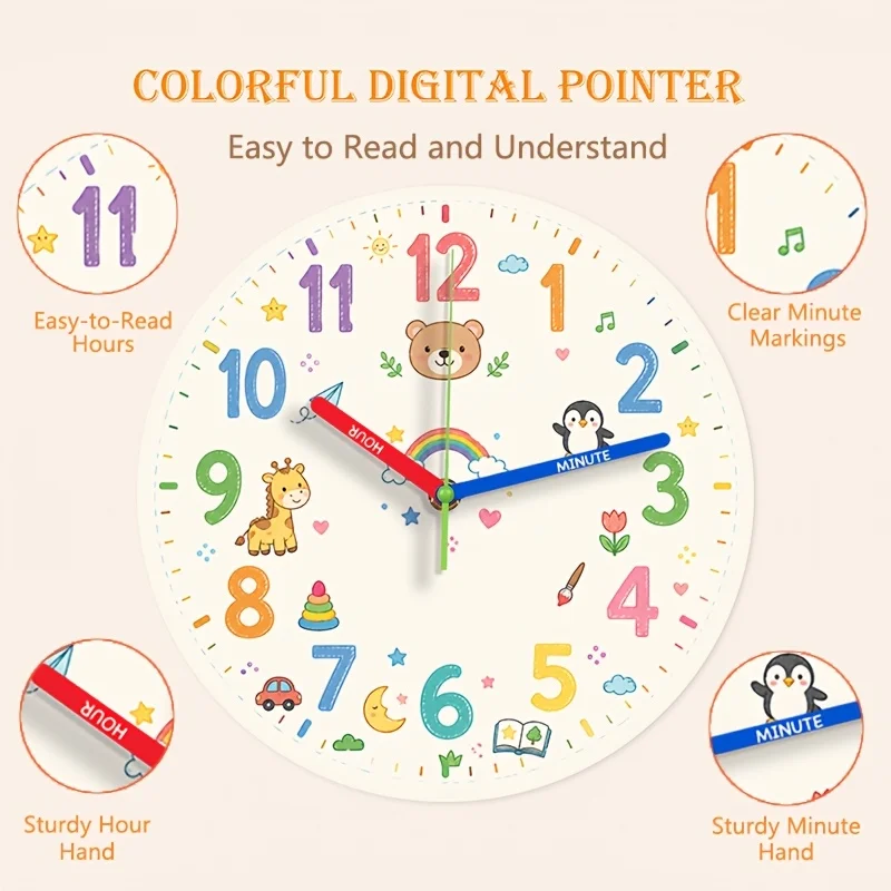 1pc, Colorful Digital Clock with Large Numerals Display, a Warm Time-telling Decorative Wall Clock, Perfect for Living Room and Bedroom Decor, an Ideal Gift for Christmas, Halloween, Birthdays, and Other Occasions. The Decorative Clock Features