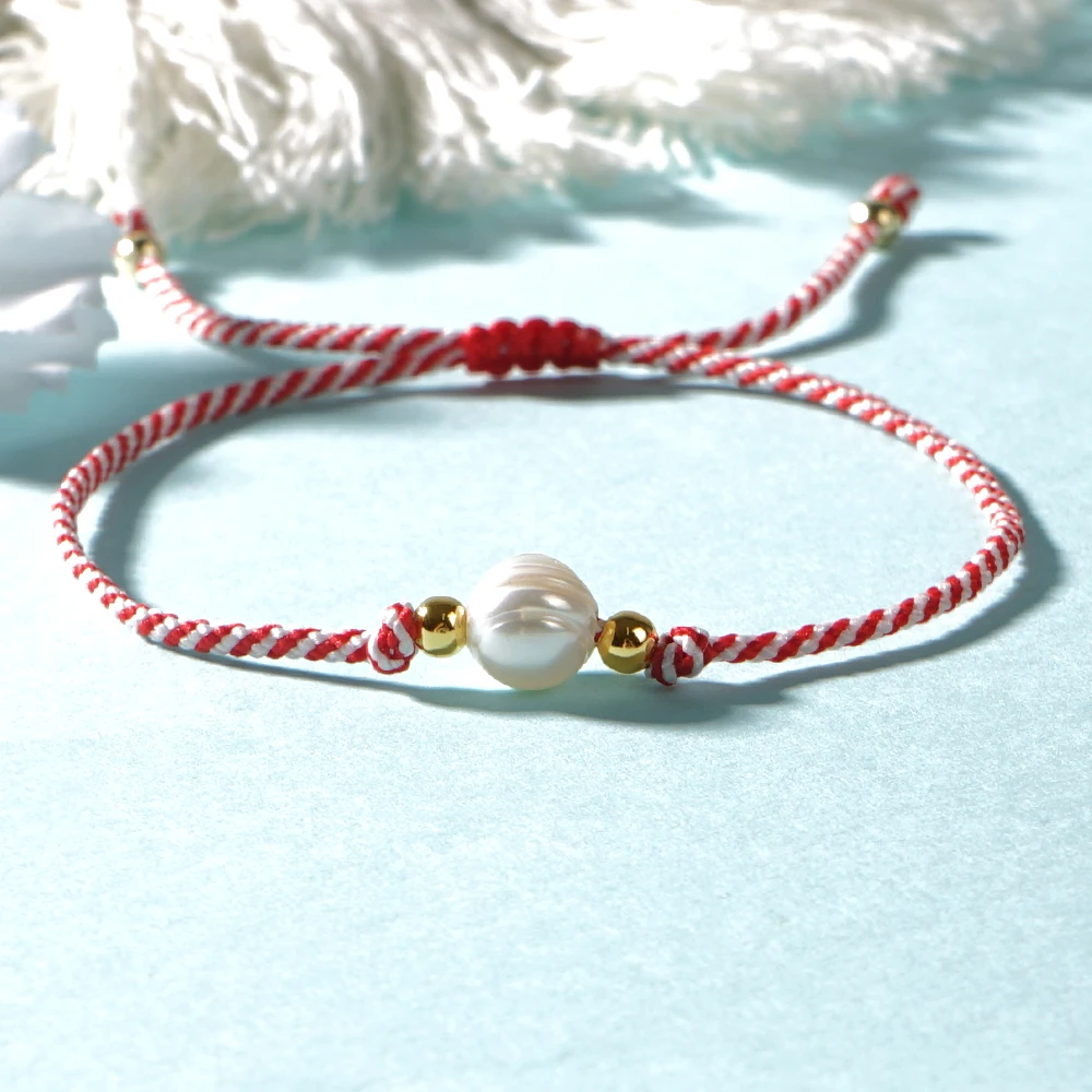 Go2boho Simple Delicate Tradition Red White Rope Spring Series 2024 Freshwater Pearl Greek March Bracelets for Women