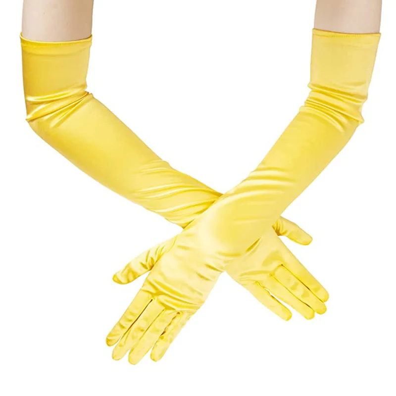 55cm long teen girl club wear Satin Gloves Wedding Performance elegant Ball Gloves Clothing Accessories Dance Gloves