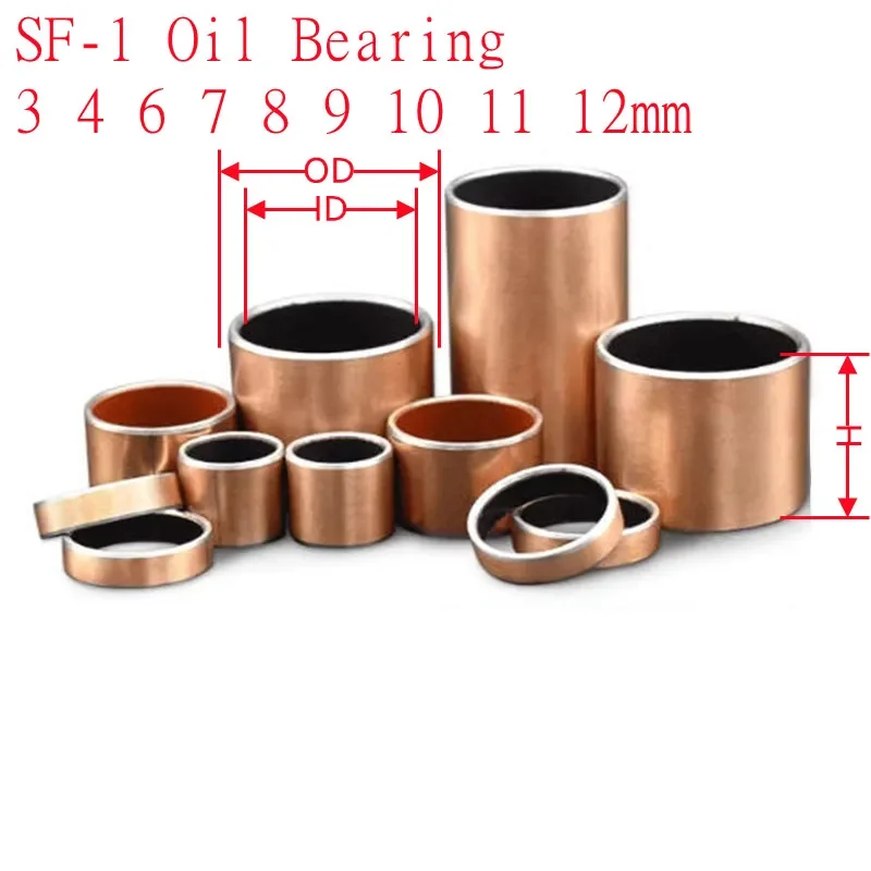 5-10pcs 3 4 5 6 8 10 12 13 14 15 16 Mm Sf-1 Oil-Free Self-Lubricating Composite Bearing Copper Sleeve Bushing