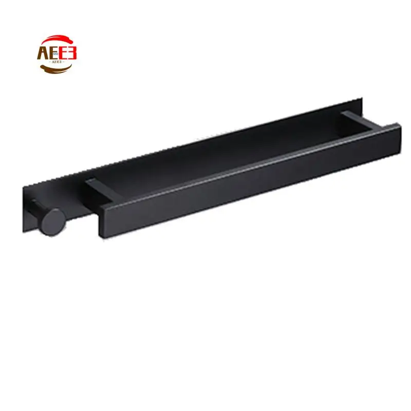 

AEE3-1 Piece Towel Holder Bathroom Stainless Steel Guest Towel Holder Black Wall Bath Towel Holder Adhesive
