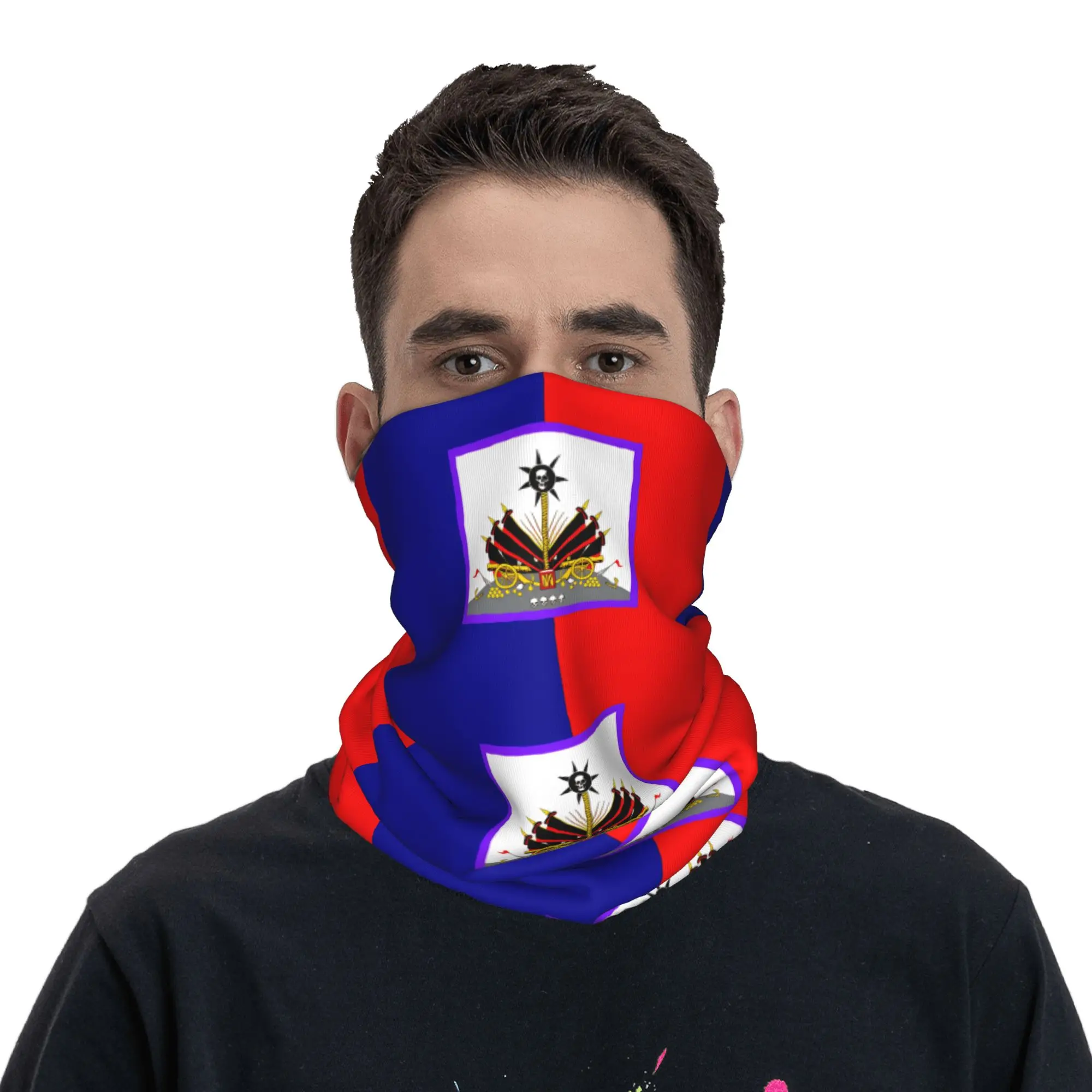 

Haiti Flag Bandana y2k Funny Cycling Mask Hiking Camping Dustproof Balaclava Pattern Neck Warmer Face Masks