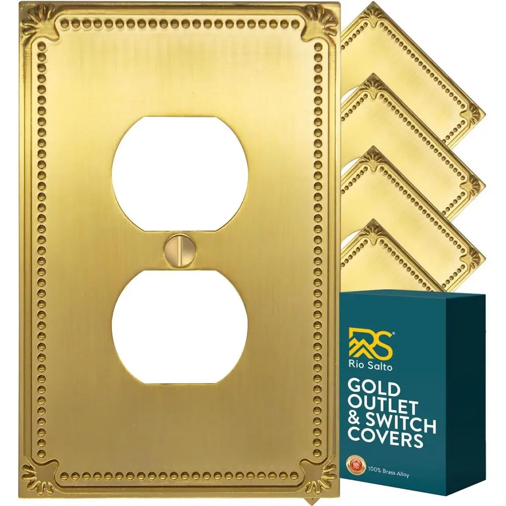 

Sunken Pearls Brushed Brass Gold Duplex Outlet Covers Light Switch Cover Plate Metal Decorative Wall Plate Pearl Wall Outlet Ele