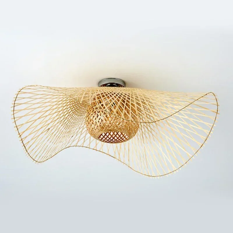 Lámpara de techo estilo bohemio de ratán de fibra Natural, lámpara decorativa para restaurante, Hotel, oficina, iluminación del hogar
