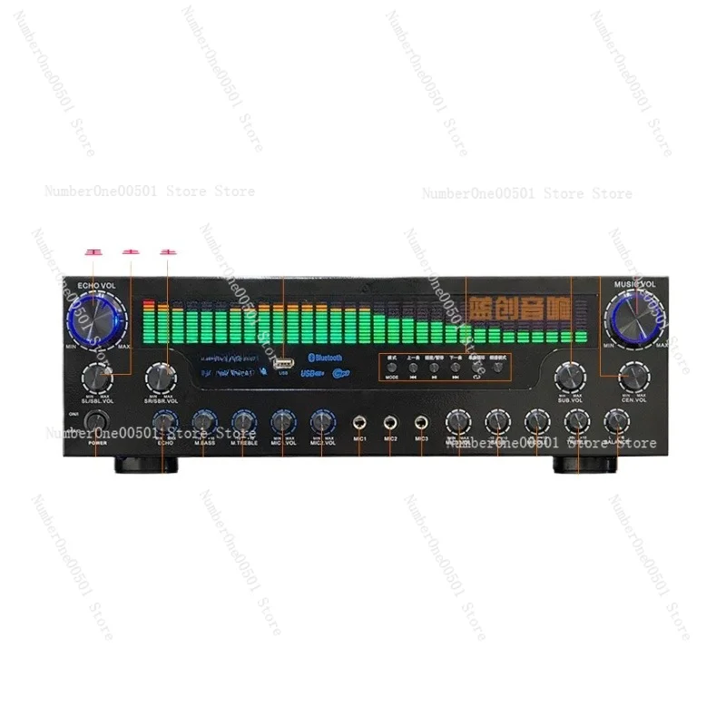 7.1CH Dynamic Display Home Theater Amplifier Professional Karaoke System with Bluetooth 5.3