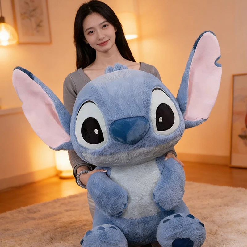 

Disney Stitch Sitting Large Plush Toy Lilo and Stitch Plushie Basic Series Cute Stuffed Animal Soft Doll Home Decor Gift