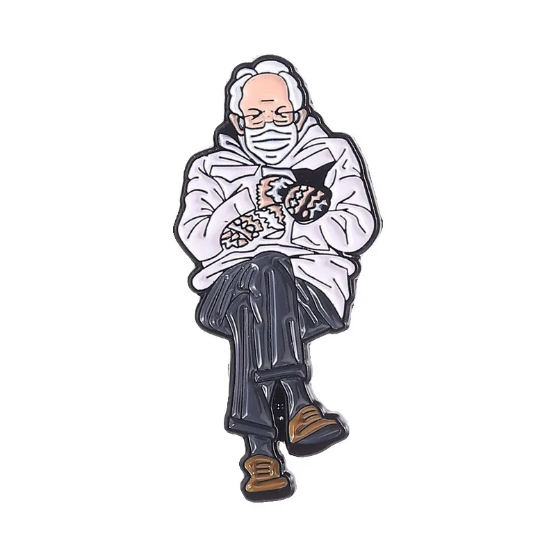 Cartoon old man-shaped badges, Fun character series alloy pins, accessory for clothing and bags, gifts for friends