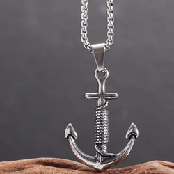 Classic Popular Anchor Trident Pendant Necklace for Men and Women Hip-Hop Rock Trend Nordic Jewelry