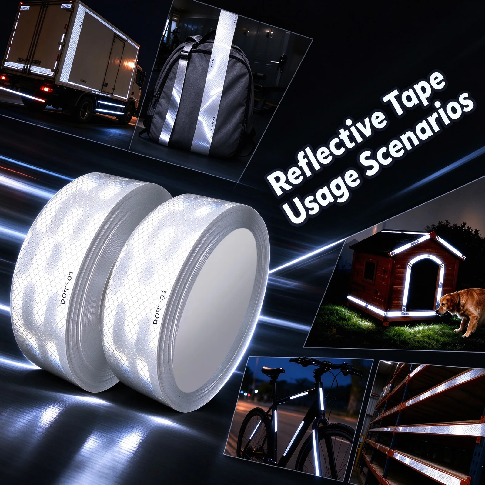 White Reflective Safety Tape DOT-C2 Waterproof Adhesive Conspicuity Tape for Trailer, Outdoor, Cars, Trucks