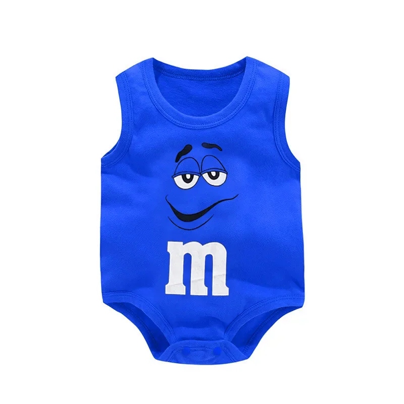 0-24M Newborn Baby Bodysuit for Boys and Girls Letter Print Funny M Bean Cotton Sleeveless Baby Romper Bebes Soft Toddler Onesie