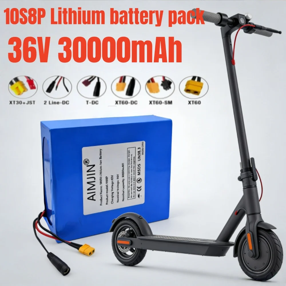 

New 36V 30Ah 18650 10S8P A-class lithium battery pack, 1500W high-power built-in BMS, suitable for various energy storage backup