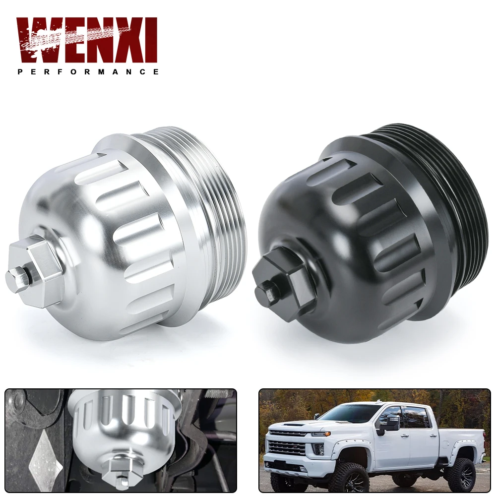 Fuel Filter Housing For GM Duramax 6.6L V8 L5P For 17-23 Chevy Silverado GMC Sierra  Billet Aluminum Cap With Drain Plug