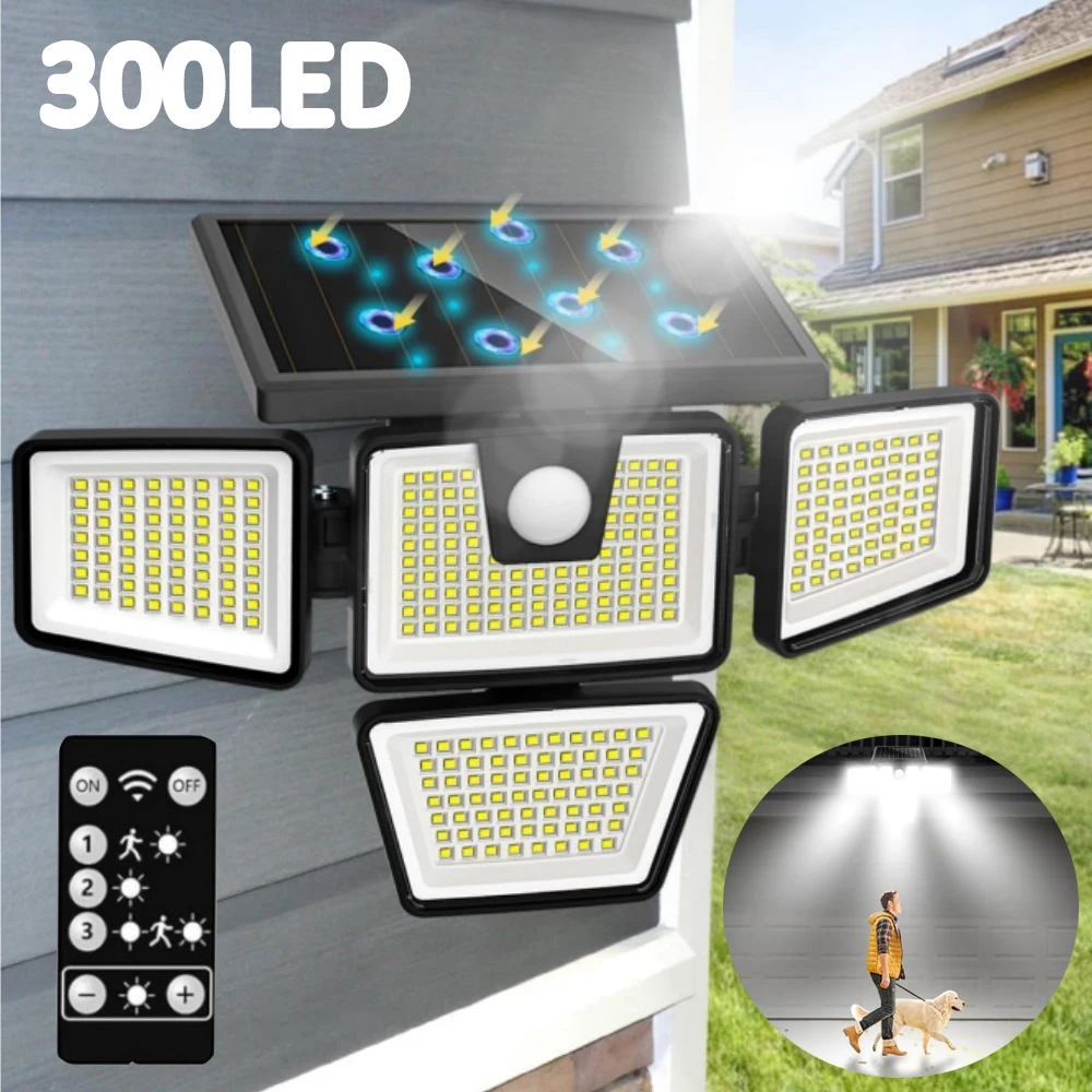 Outdoor Solar Lights 300/234LED Motion Sensor Light Solar Security Lights 3 Modes Flood Lights Waterproof For Garden Wall Lamp
