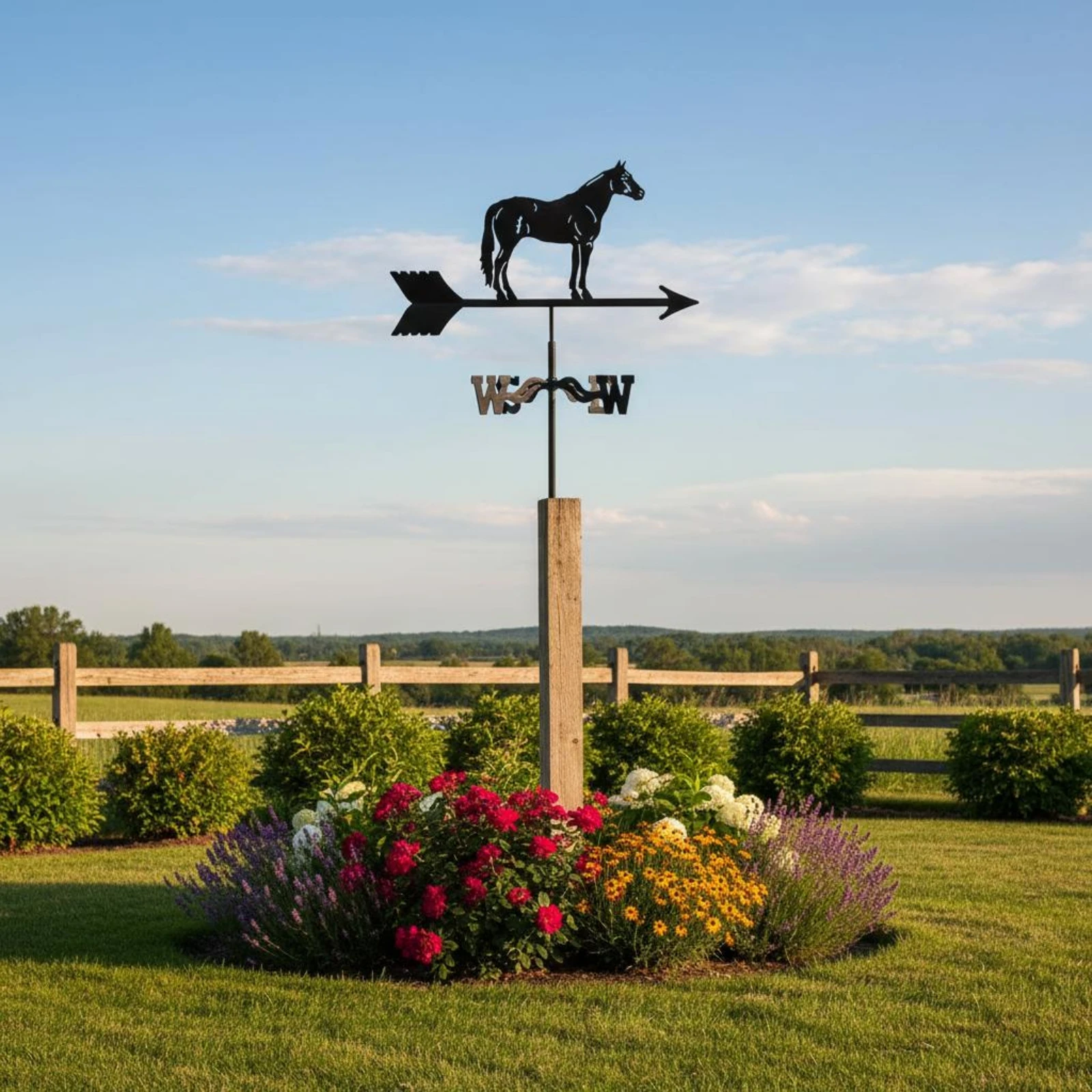 Metal Weather Vane Spray Painted Finish Wind Direction Indicator Garden Wind Vane European Design Metal Outline Weathervane