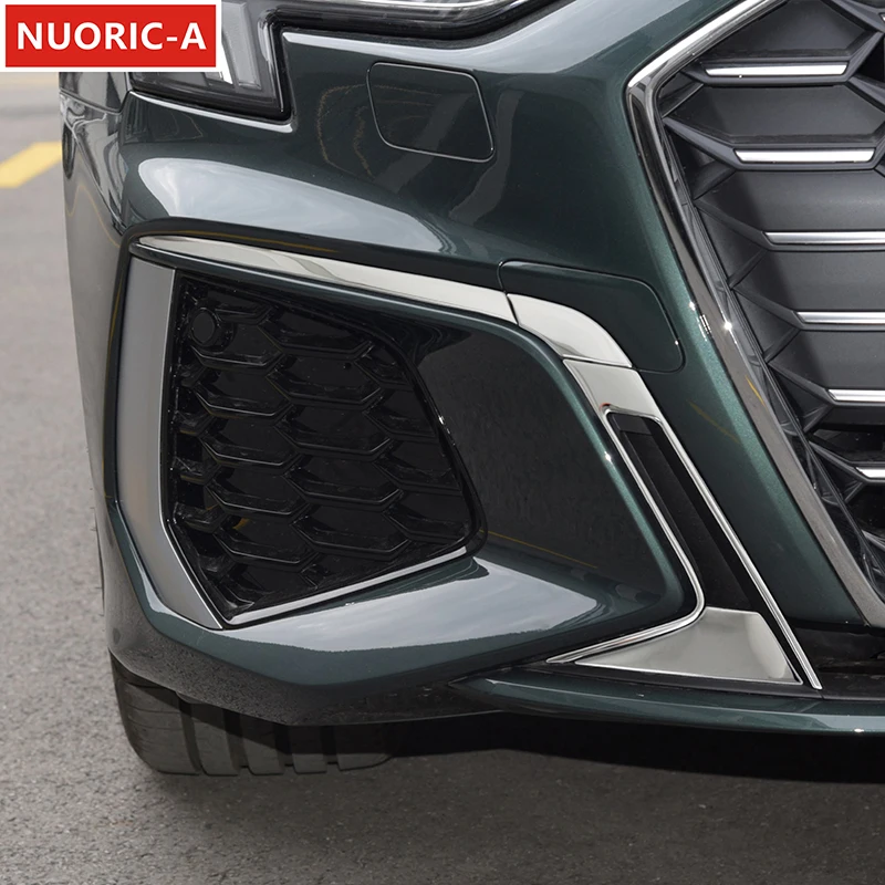 For Audi A3 8Y 2021-22 Car Styling Front Fog Lamp Frame Decoration Cover Trim Strips Stainless Steel Exterior Accessories Decals