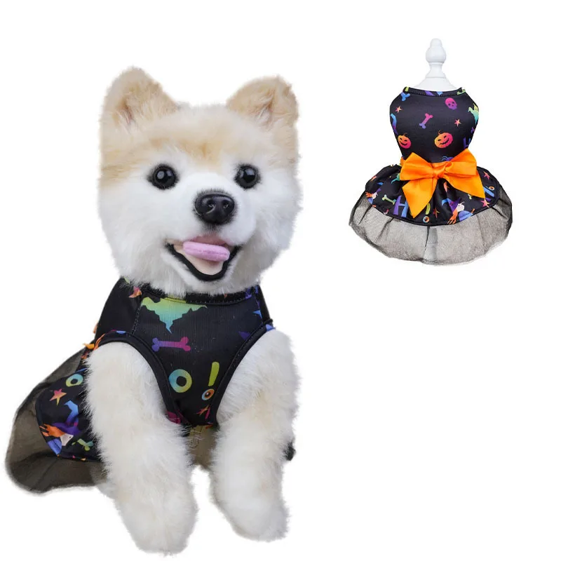 Pet Dog Clothing Halloween Party Skull Head Colorful Dress Photography Video Performance Clothing