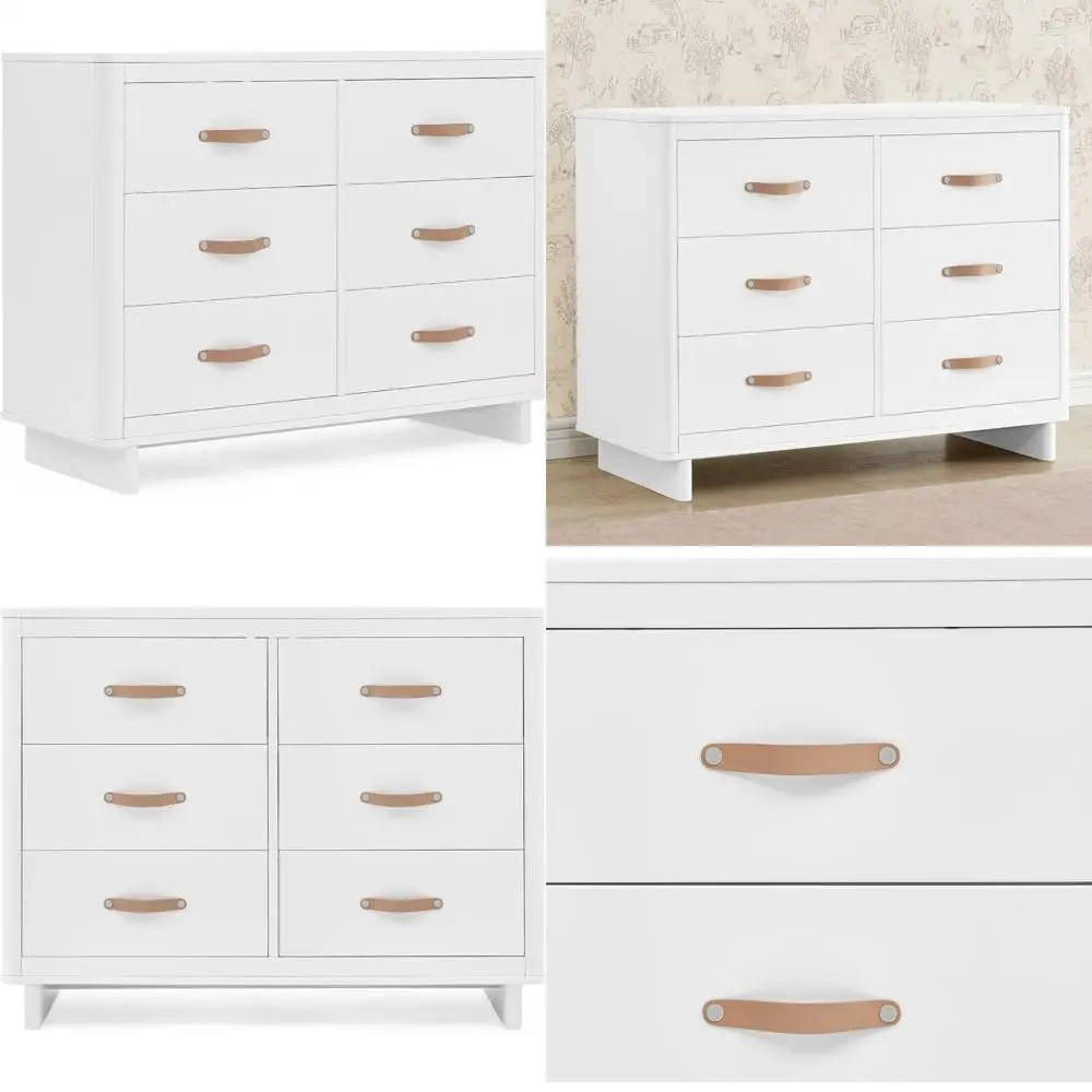 Delta Children's Skye 6-Drawer Dresser with Interlocking Drawers, Greenguard Gold Certified, in Bianca White