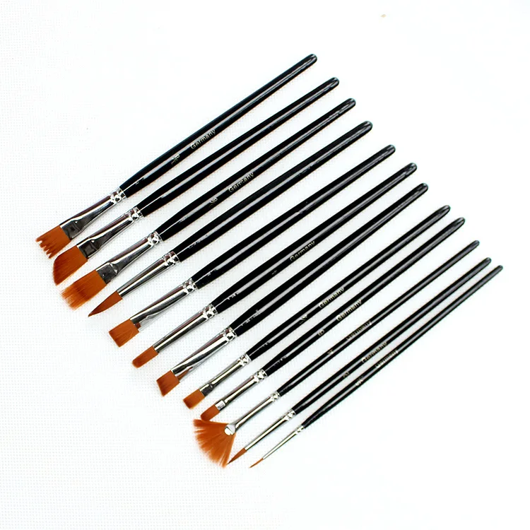 12 Types Of Special-Shaped Brushes Nylon Wool Gouache Oil Painting Acrylic Watercolor Brush Paint Special White Nickel Chrome