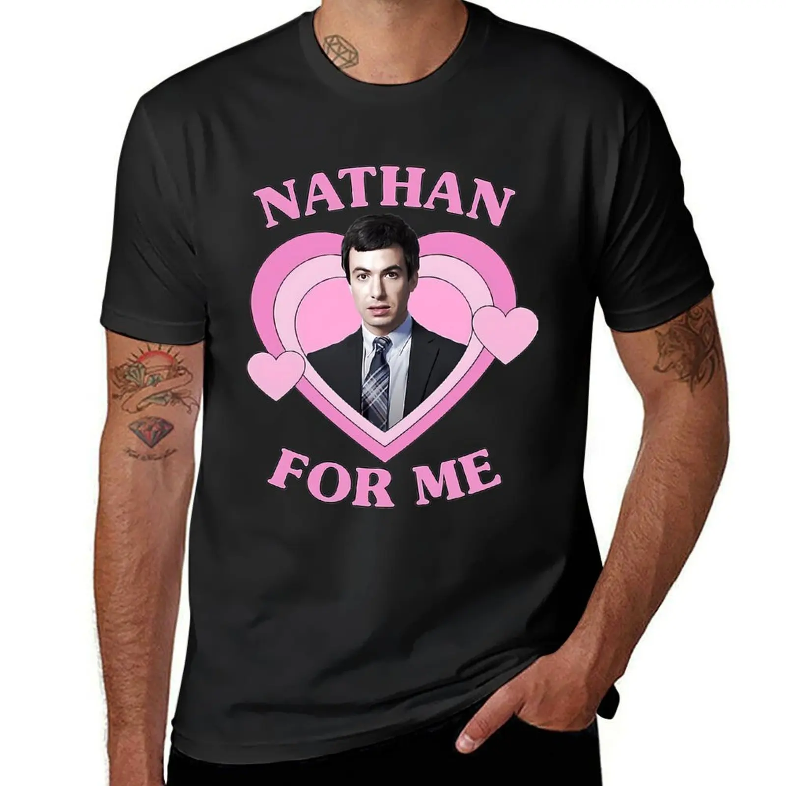 Nathan Fielder For Me Pink Heart T-Shirt animal prinfor boys korean fashion graphics sweat mens t shirt graphic