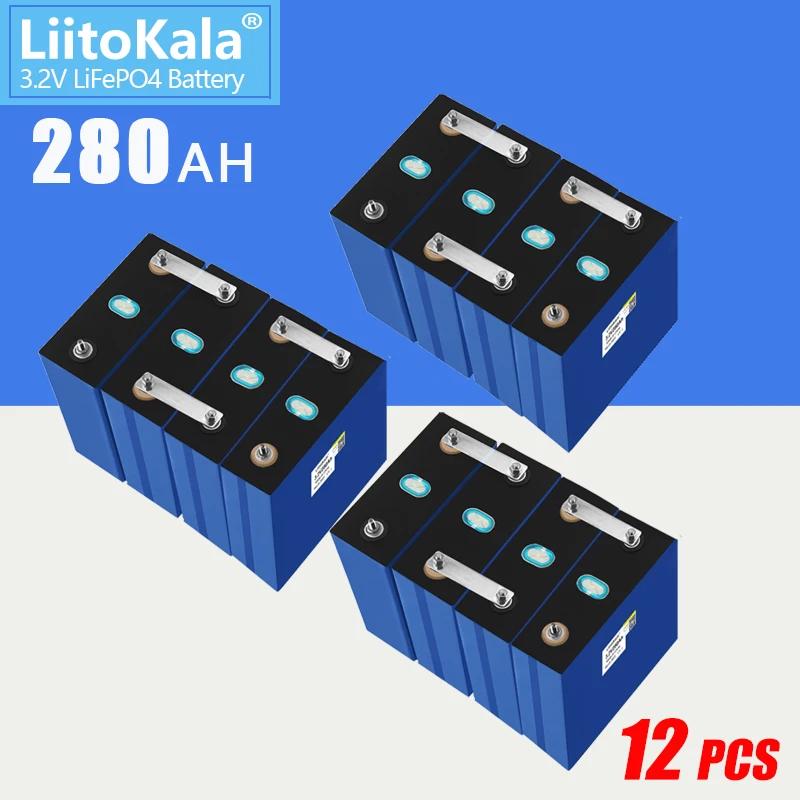 

12PCS LiitoKala 3.2V 280Ah Lifepo4 Battery Cell Lithium Iron Phosphate Solar RV Grade A 280Ah EU Tax Free Fast Delivery