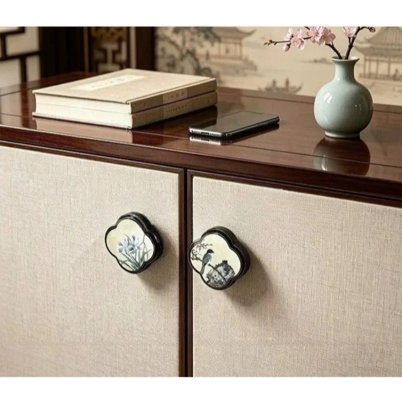 New Chinese Song Aesthetics Four Gentlemen Wardrobe doors Cabinets Bathroom Cabinet Soors Aluminum Alloy Handles Drawer Handles