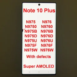 Pantalla LCD con defectos para Samsung Galaxy Note 10 Plus, digitalizador de pantalla táctil, reemplazo N975F, prueba 100%