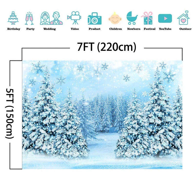 사진 촬영용 겨울 눈 장면 배경막, 하얀 숲 크리스마스 트리, 눈송이 아기 포토콜, 어린이 초상화 배경, 사진 스튜디오