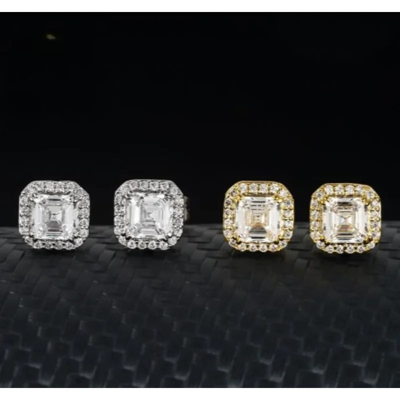 

Серьги-гвоздики Hip-Hop Streetwear 5A с квадратными цирконами – Унисекс-серьги с крупными кристаллами золотистого цвета для мужчин и женщин ​ серьги с кристаллами