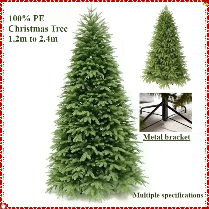 

Artificial Christmas tree 100% PE material encryption large green Christmas tree pine 1.2M to 2.4M Christmas decoration supplies