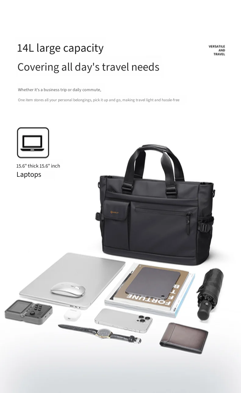 GOLF QUALITY Large Capacity Men's Briefcase 15.6" Business Travel Laptop Bag Casual Handheld File Multi-functional Office Bag