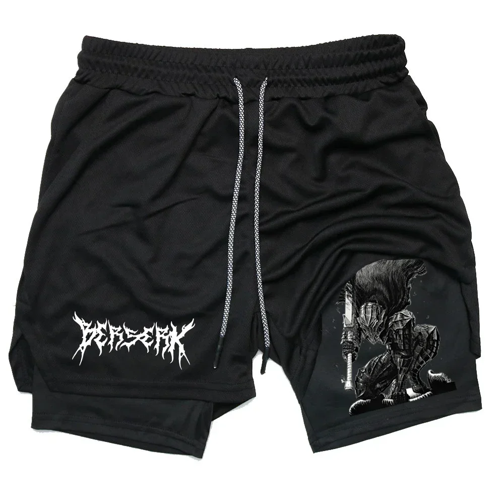

Men's running and fitness shorts, breathable quick drying training double-layer 2-in-1 shorts, boxing boxer shorts