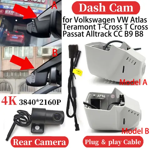Für Volkswagen VW Atlas Teramont T-Cross T Cross Passat Alltrack CC B9 B8 Auto 4K Video Recorder DVR Dash Cam Dashboard Kamera