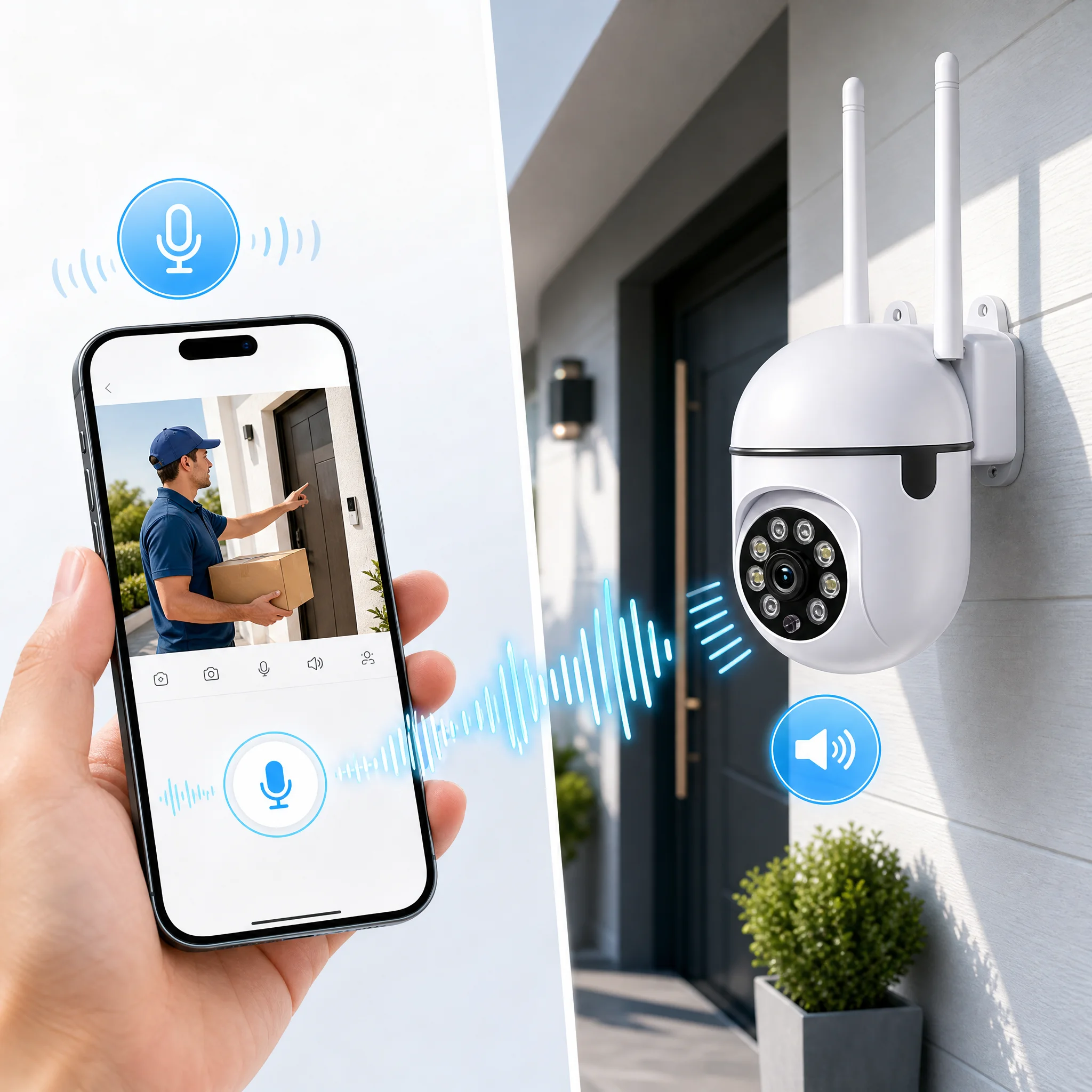 2.4G WiFi Spherical Smart Home Security Camera, 355° Panoramic Cruise, Motion Detection, Color Night Vision, Alarm Push Notifica