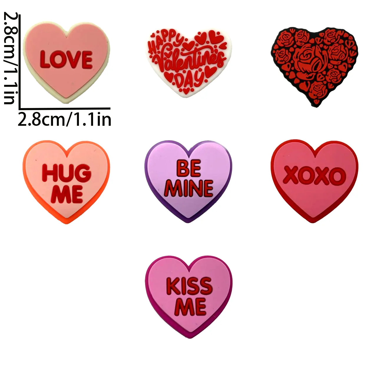 10/20PCS Valentine\'s Day Series Silicone Focal Beads DIY Necklaces Plastic Pen Beads Key Chains Car Decoration Chains Bag Chains