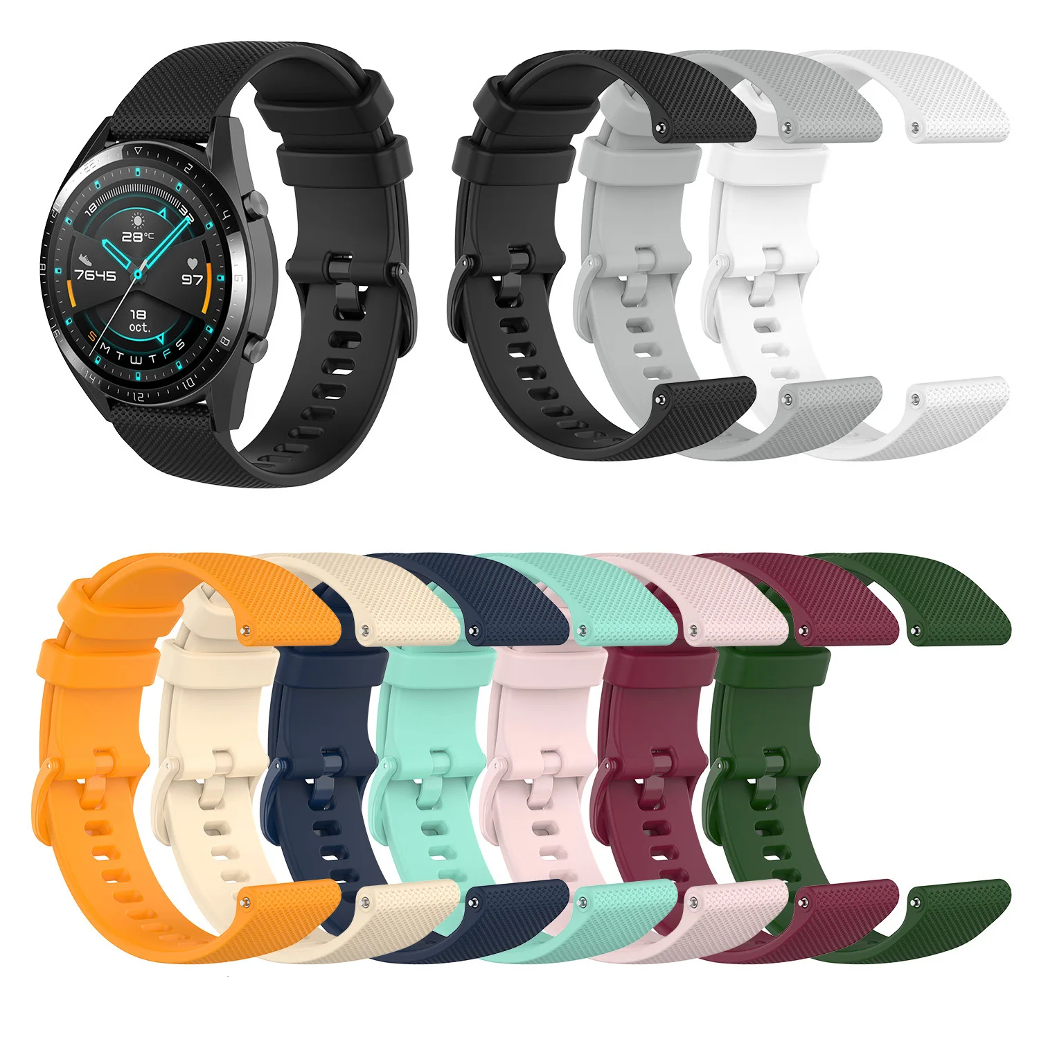 20 22mm silikonowy pasek do zegarka Huawei GT3 GT 3 2 42 46mm sportowy pasek na rękę Watch4/GT2 Pro zamiennik bransoletka pasek akcesoria