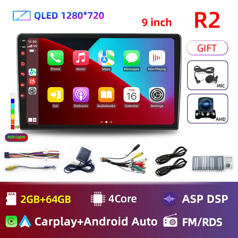 Ruancheng 2Din 車 Android ラジオマルチメディアプレーヤー 7/9/10